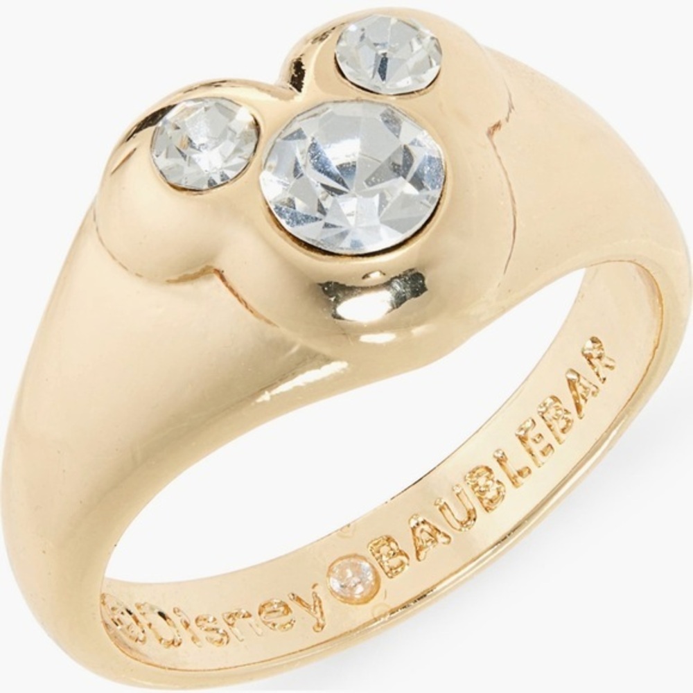 BaubleBar x Disney Micky Mouse Facete Cubic Zirconia Gold Ring::DISNEYLAND::